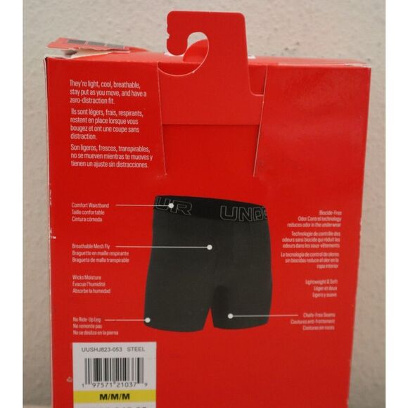 Under Armour UUSHJ823-053 Men's Sz M Multi Tech 6" Boxerjock Briefs, 3-Pack - Picture 2 of 7